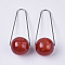 Imitation Gemstone Style Two Tone Acrylic Big Pendants, with 304 Stainless Steel Triangle Rings, Round, Stainless Steel Color, FireBrick, 59x22mm, Triangle Ring: 1mm thick, Bead: 19.5mm