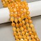 Natural Malaysia Jade Beads Strands, Rice-shaped, Dyed, Faceted, with Seed Beads, Goldenrod, 9~10x8~8.5mm, Hole: 1.2mm, about 31~32pcs/strand, 14.57''(37cm)~14.96''(38cm)