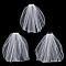 3Pcs 3 Styles Polyester Mesh Bridal Veils, for Women Wedding Party Decorations, with Hair Comb, White, 400~420x530~590x5.5~6.5mm, 1pc/style