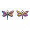 Ion Plating(IP) 201 Stainless Steel Pendants, Dragonfly, Rainbow Color, 20x25x2mm, Hole: 2mm