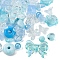 Opaque & Transparent Acrylic Beads, Mixed Shapes, Light Sky Blue, 7.5~33x7.5~43.5x4.5~16mm, Hole: 1.2~4mm, about 50g/bag