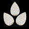 PU Leather Chandelier Components Links, with Rhinestone, teardrop, Beige, 40x25x2.5mm, Hole: 1.5mm
