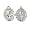 304 Stainless Steel Pendants, Oval with Tulip Charms, Anti-Tarnish, Stainless Steel Color, 24.5x17.5x2.5mm, Hole: 1.8mm