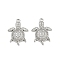 Brass Micro Pave Clear Cubic Zirconia Pendants, Cadmium Free & Nickel Free & Lead Free, Turtle, Real Platinum Plated, 18x13.5x4mm, Hole: 1.2mm