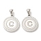304 Stainless Steel Pendants, Flat Round Shell Charms with Letter, Stainless Steel Color, Letter C, 20.5x17.5x1.5mm, Hole: 2.5x4.5mm