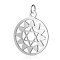 Non-Tarnish 304 Stainless Steel Pendants, Chakra, Anahata, for Jewish, Flat Round with Flower & Star of David, Stainless Steel Color, 22.5x19x1mm, Hole: 3mm