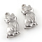 Tarnish Resistant 201 Stainless Steel Kitten Pendants, Cat Shape Charms, Stainless Steel Color, 17x10.5x4mm, Hole: 1.5mm