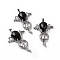Natural Obsidian Teardrop Pendants, Key Charms, with Rack Plating Platinum Tone Brass Findings, 46x32x9~10.5mm, Hole: 7x5mm