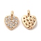 Brass & Cubic Zirconia Charms, Cadmium Free & Nickel Free & Lead Free, Heart Charm, Real 18K Gold Plated, 7x5x2.5mm, Hole: 1.2mm