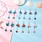 6 Pairs Synthetic Turquoise Dangle Earrings, Starfish, with 304 Stainless Steel and Brass, Platinum, 77.5x21.5mm