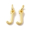 Brass Pendants, Cadmium Free & Nickel Free & Lead Free, with Jump Ring, Letter J, 10.5x4x1.5mm, Ring: 5x1mm, inner diameter: 3mm