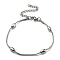 Tarnish Resistant 304 Stainless Steel Round Snake Chain Bracelet with Oval Beaded, Stainless Steel Color, 6-5/8 inch(16.8cm)