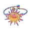Ion Plating(IP) 304 Stainless Steel Sun Open Cuff Ring for Women, Rainbow Color, US Size 7 1/2(17.7mm)