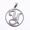 Non-Tarnish 304 Stainless Steel Pendants, Flat Round with Letter, Stainless Steel Color, Letter.Y, 28x25x1.2mm, Hole: 6x3.5mm