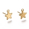 304 Stainless Steel Stud Earring Findings, with Loop, Star, Real 18k Gold Plated, 10x8.5x1mm, Hole: 1mm, Pin: 0.8mm