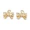 Brass Charms, Bowknot Charms, Cadmium Free & Nickel Free & Lead Free, Real 18K Gold Plated, 9.5x13.5x4mm, Hole: 3mm