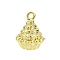 Brass Pave Clear Cubic Zirconia Pendants, Cadmium Free & Nickel Free & Lead Free, Cake Charms, Golden, 15x12x8.5mm, Hole: 1.5mm