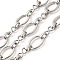 304 Stainless Steel Link Chains, Unwelded, Oval, with Spool, Stainless Steel Color, 19.5x14x2mm, 5m/roll