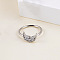 Bohemian Style 304 Stainless Steel Pave Clear Cubic Zirconia Hoop Nose Rings, Stainless Steel Color, Moon, 8mm