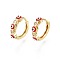 Clear Cubic Zirconia Evil Eye Huggie Hoop Earrings with Enamel, Brass Jewelry for Girl Women, Real 18K Gold Plated, Nickel Free, Red, 15x17x4mm, Pin: 1mm