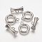 Tibetan Style Alloy Toggle Clasps, Ring, Platinum, Ring: 20.5x16.5x3mm, Hole: 2mm, Bar: 20x9x6.5mm, Hole: 2mm