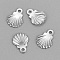 Non-Tarnish 304 Stainless Steel Charms, Shell, Stainless Steel Color, 7.5x5.5x0.8mm, Hole: 0.8mm