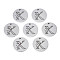 Non-Tarnish 304 Stainless Steel Charms, Laser Cut, Designed Letter Engraved, Flat Round, Stainless Steel Color, Letter.K, 14x1mm, Hole: 1.2mm