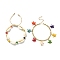 2Pcs 2 Style Synthetic Turquoise Starfish Charm Bracelets Set, Natural Shell & Maple Wood Braided Bead Bracelets, with Real 18K Gold Plated 304 Stainless Steel Figaro Chains, Mixed Color, 7-1/4 inch(18.5cm), 1Pc/style