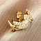 Brass Micro Pave Clear Cubic Zirconia Cuff Rings for Women, Dog, Cadmium Free & Lead Free, Long-Lasting Plated, Rack Plating, Real 18K Gold Plated, 10mm, Inner Diameter: Adjustable
