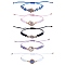 5Pcs 5 Style Rhinestone Evil Eye Link Bracelets Set with Glass & Resin Beaded, Adjustable Bracelets for Women, Mixed Color, Inner Diameter: 1~3-3/4 inch(2.5~9.5cm), 1Pc/style