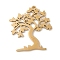 304 Stainless Steel Pendants, Tree Charm, Laser Cut, Ion Plating(IP), Real 18K Gold Plated, 32x29x1.5mm, Hole: 1.8mm