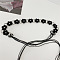Imitation Leather Flower Brass Ring Link Chain Waist Belly Chains Belts for Women, Platinum, Black, 1500mm