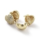 Серьги-кольца из латуни с фианитами в форме сердца EJEW-Q811-26G-2