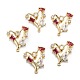 Кулоны из латуни с микропейвом и красным кубическим цирконием ZIRC-P086-27G-1