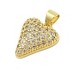 Сердце стойки обшивки латунь микро проложить Цирконом подвески KK-Z074-52G-2