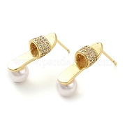 Серьга-гвоздик из латуни с микропаве из кубического циркония EJEW-C079-04G