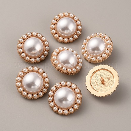 Пластиковые пуговицы с искусственным жемчугом DIY-WH0034-64KCG-1