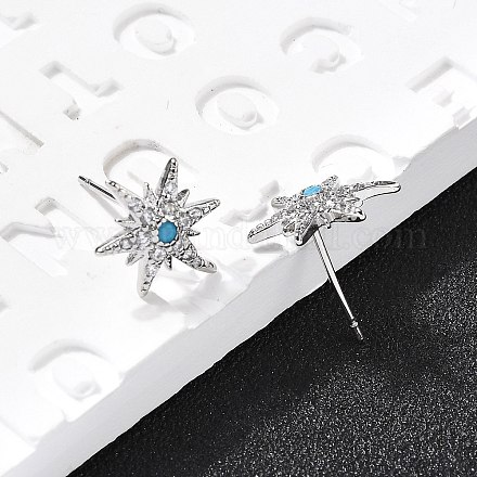 Серьги-гвоздики из латуни с микропаве из кубического циркония EJEW-D304-36P-1