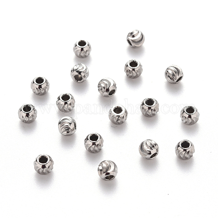 Рифленые бусины из нержавеющей стали 201 STAS-S103-17B-P-1