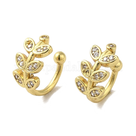 Серьги-каффы из латуни с микропаве из кубического циркония EJEW-R162-46G-1