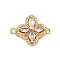 Brass Micro Pave Clear Cubic Zirconia Box Clasps, Cadmium Free & Nickel Free & Lead Free, Flower, Real 18K Gold Plated, 14x17.5x7.5mm, Hole: 1.2mm
