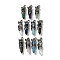 Natural & Synthetic Mixed Stone Pointed Big Pendants, Faceted Bullet Charms with Rack Plating Antique Silver Plated Alloy Gragon, Cadmium Free & Lead Free, Mixed Dyed and Undyed, 63~64x19~20x15.5mm, Hole: 7.5x6.5mm