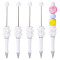 Plastic Ballpoint Pen, Stainless Steel Beadable Pen, For DIY Personalized Pen, White, 143.5x20x20mm