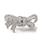 Rack Plating Brass Micro Pave Clear Cubic Zirconia Twister Clasps, Lead Free & Cadmium Free, Bowknot, Platinum, 17x30.5x16mm, Hole: 18x6mm
