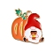 Thanksgiving Day Golden Tone Alloy Enamel Pendants, Pumpkin with Gnome, 21.5x20x1.5mm, Hole: 2mm