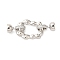 Brass Micro Pave Clear Cubic Zirconia Fold Over Clasps, Cadmium Free & Nickel Free & Lead Free, Long-lasting Plated, Real Platinum Plated, 38mm, Hole: 13x9mm