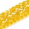 Transparent Electroplate Glass Beads Strands, AB Color Plated, Faceted, Bicone, Gold, 4x4mm, Hole: 0.8mm, about 80~85pcs/strand, 30~32cm