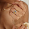 Brass Micro Pave Cubic Zirconia Finger Rings, Stackable Rings, Platinum & Golden, US Size 7(17.3mm)