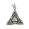 304 Stainless Steel Manual Polishing Pendants, Triangle with Valknut, Antique Silver, 35x32.5x2.5mm, Hole: 4x8.5mm