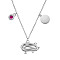 925 Sterling Silver Pendant Necklaces, with Grade AAA Cubic Zirconia and Cable Chains, Pig and Flat Round, Platinum, 16.54 inch(42cm)